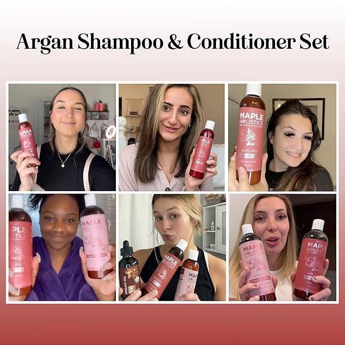 Argan Oil Shampoo and Conditioner for Dry Hair - Paraben and Sulfate Free Shampoo and Conditioner Set for Dry Hair Frizz Curl Care and Split Ends - Moisturizing Argan Shampoo and Conditioner Set-Velvo Beauty