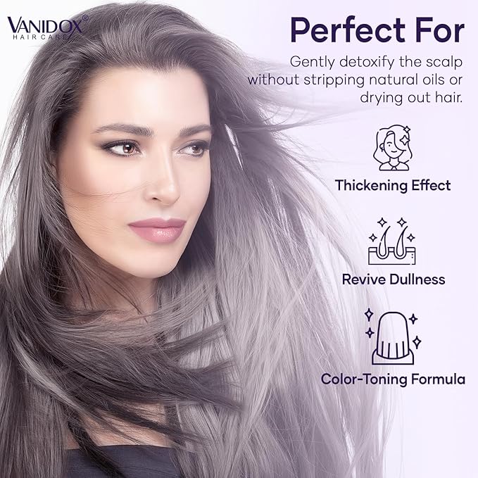 Brass Toning Purple Shampoo for Grey and Silver Hair, Infused with Purple Pigment, Sulfate Free Shampoo for Gray and Silver Hair (16 fl oz)-Velvo Beauty