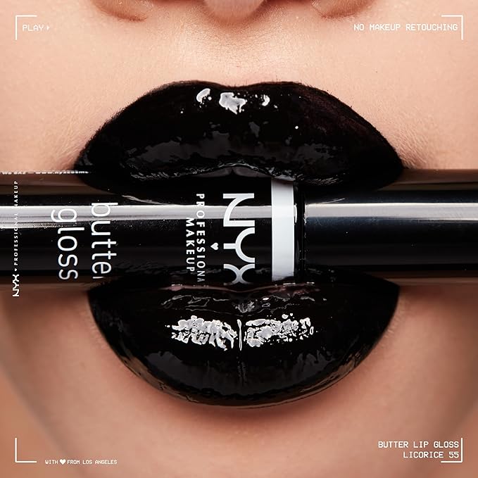 NYX PROFESSIONAL MAKEUP Butter Gloss, Non-Sticky Lip Gloss - Licorice (Black)-Velvo Beauty