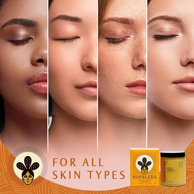 Nopalera Mandarina Cactus Flower Exfoliant - Face & Body Scrub, 3-in-1 Cleanser, & Moisturizer, Vegan, Cruelty-Free, Natural Citrus Scent, Dye Free, 6 oz.-Velvo Beauty