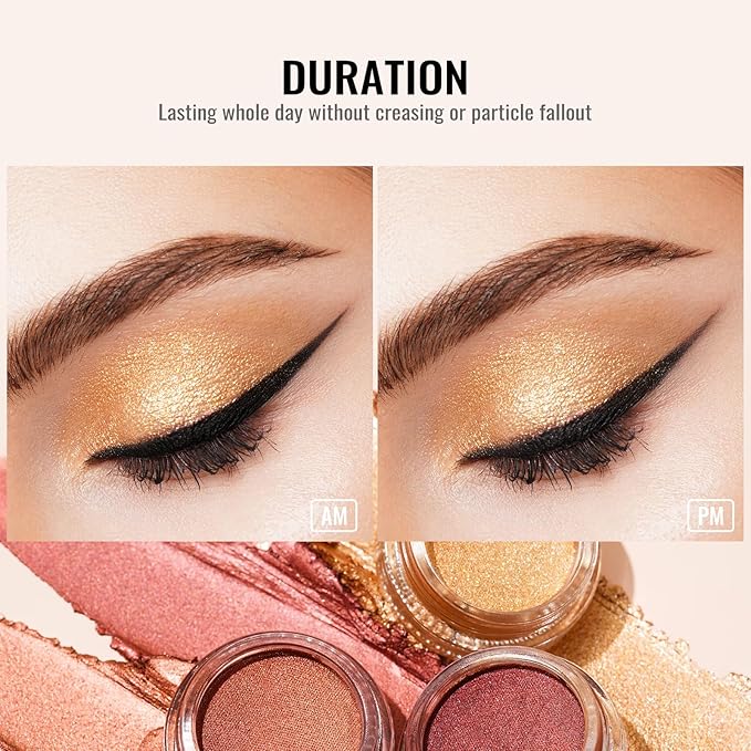 Oulac Gold Cream Eyeshadow - Highly Pigmented Natural Sombra de Ojos, Waterproof & Long Lasting with Moisturizing Formula, Shimmer Glitter Eye Makeup, 6g (21)-Velvo Beauty