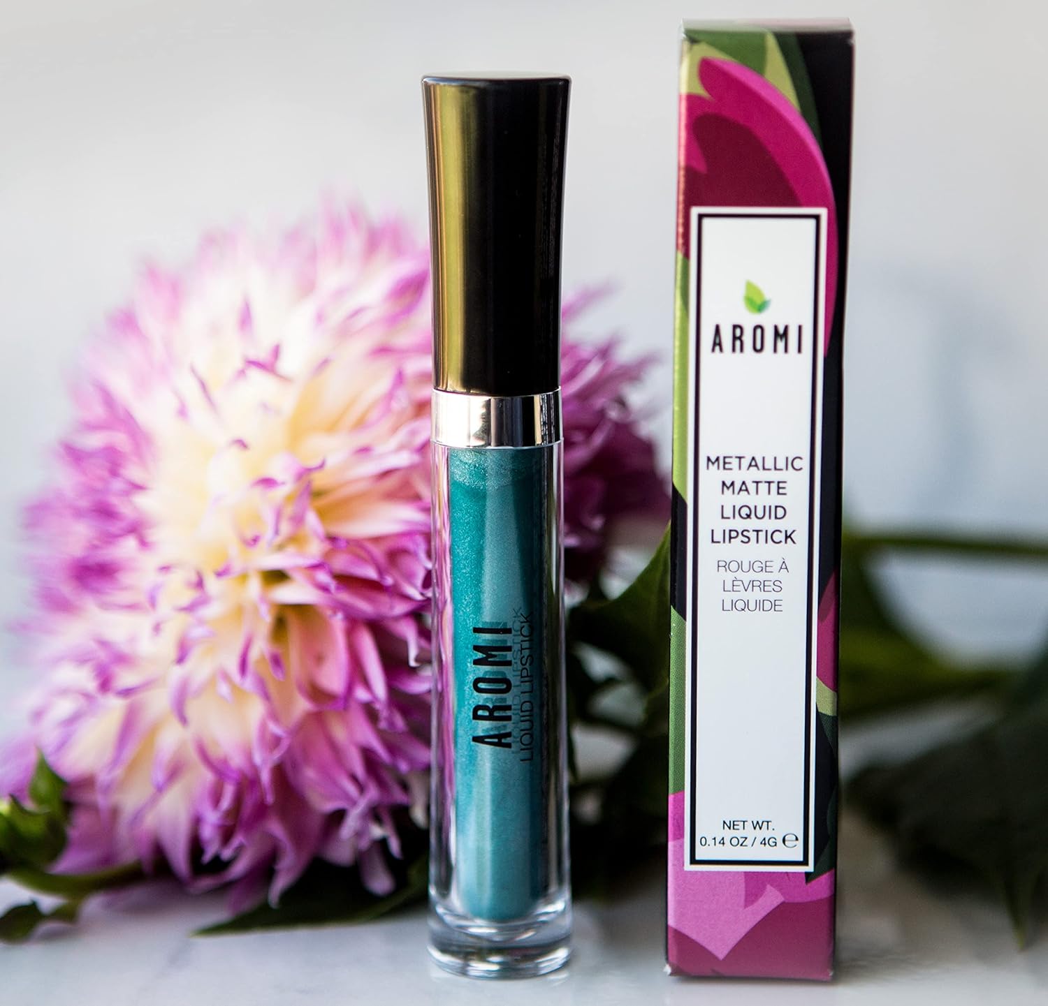 Aromi Green Metallic Liquid Lipstick | Turquoise Teal-Green Lip Color with Shimmery Finish, Vegan, Cruelty-free, Smudge Proof, Long-lasting, Handmade (Mermaid Tail)-Velvo Beauty
