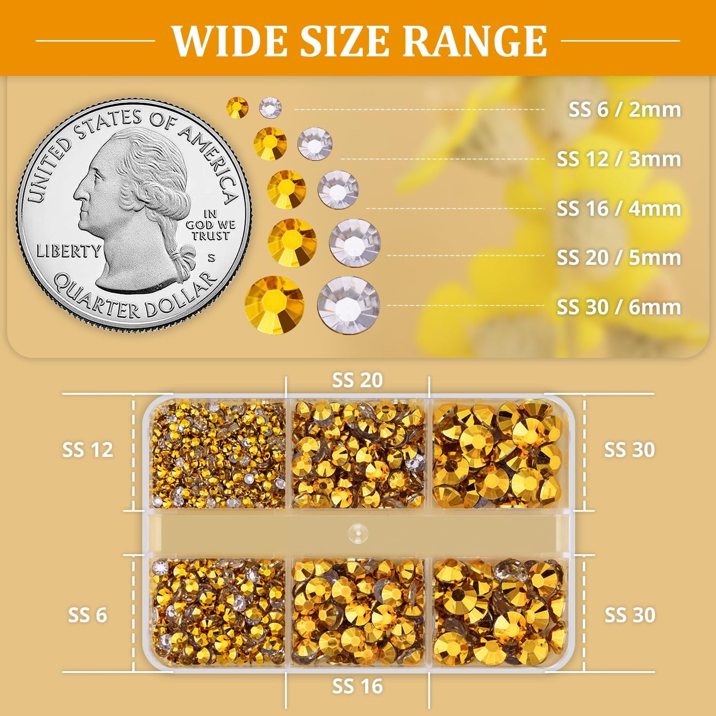Resin Rhinestones for Crafting, 1 Box Copper Gold Multi Sizes Flatback Bedazzling Crystals for Crafts Nail Art Decoration, Non Hotfix Gems Charms for Tumbler Shoes Clothing Fabric Face Makeup-Velvo Beauty