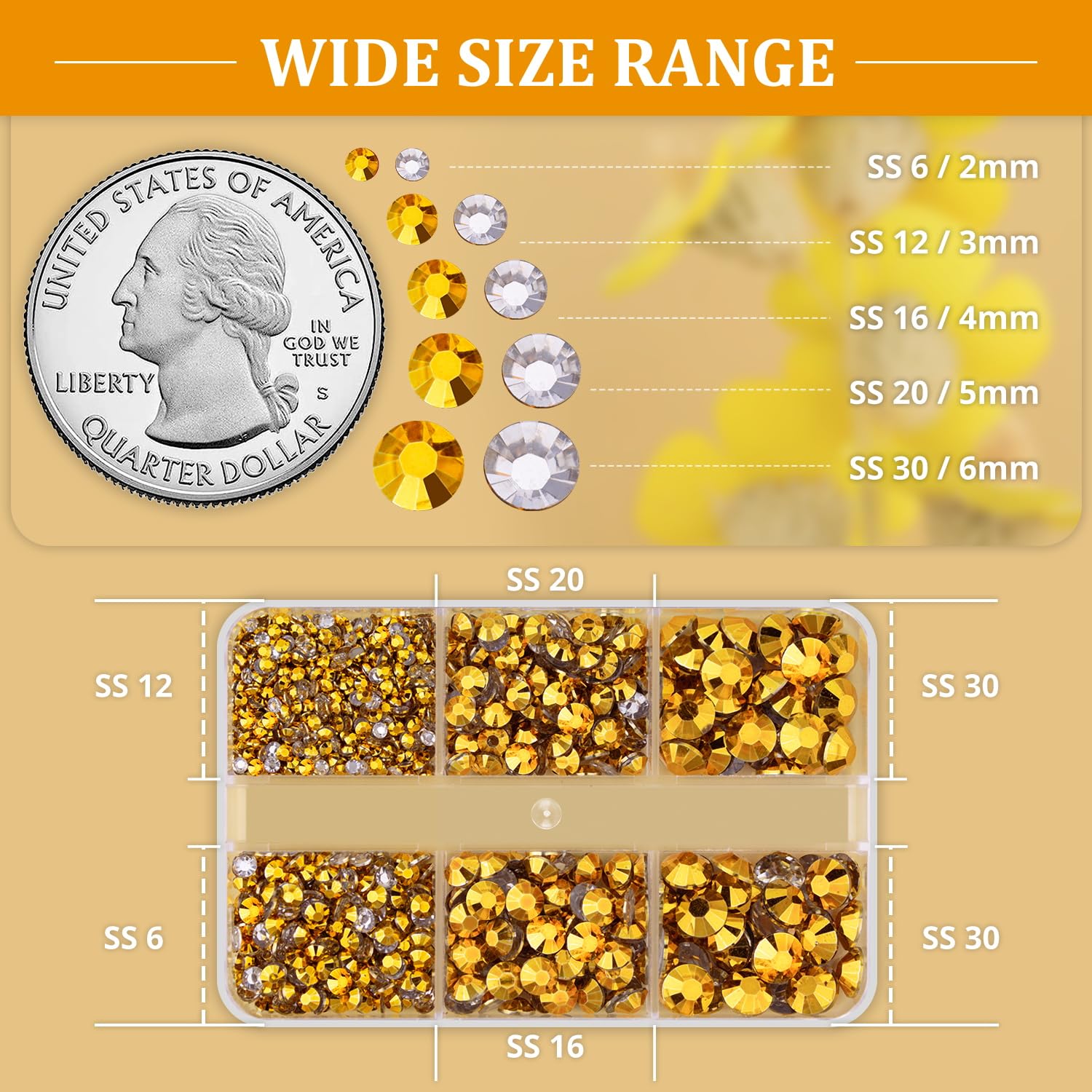 Resin Rhinestones for Crafting, 1 Box Copper Gold Multi Sizes Flatback Bedazzling Crystals for Crafts Nail Art Decoration, Non Hotfix Gems Charms for Tumbler Shoes Clothing Fabric Face Makeup-Velvo Beauty