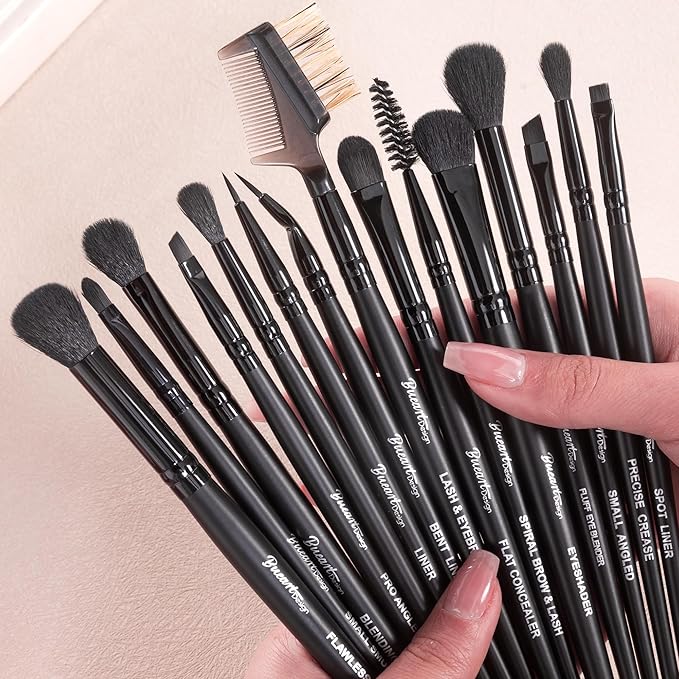 Bueart Design 15Pcs Professional Eyeshadow Brush Set For Eye makeup Blending,Brow grooming,Concealing,eyeshader, With premium ultra soft synthetic vegan Hair-Velvo Beauty