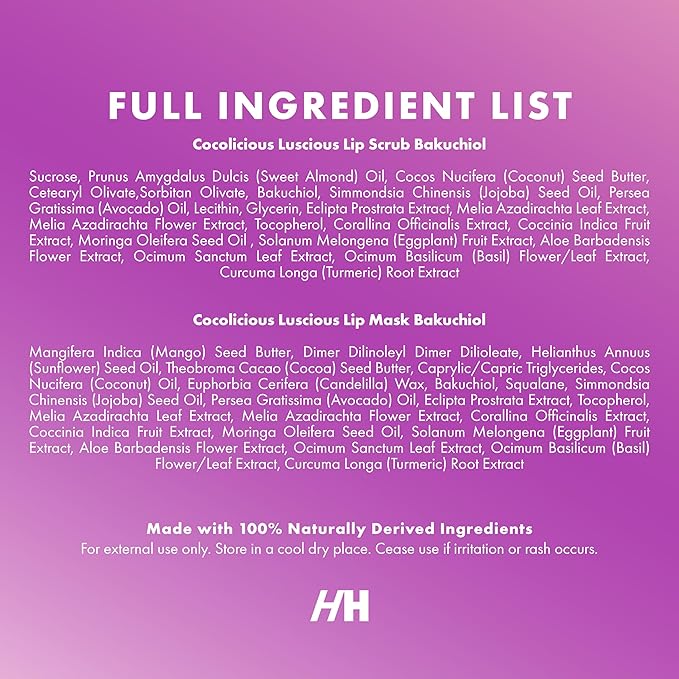 100% Natural Lip Scrub, Vegan Conditioning Coconut Lip Exfoliator - Gentle Exfoliant, Sugar Lip Polish and Lip Exfoliator Scrubber for Chapped and Dry Lips (Bakuchiol 3pc Set)-Velvo Beauty