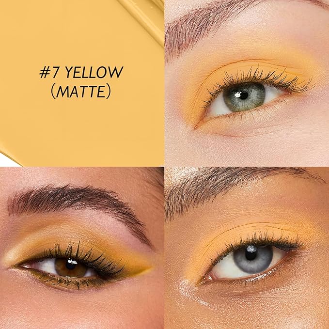 Eyeshadow Stick Matte Eye Shadow Pencil Cream to Powder Eye Brightener Crayon Long-Lasting Crease-Proof Neutral Eyeshadow Buildable Blendable High Pigmented Eye Liner Makeup for Women, 7 YELLOW-Velvo Beauty