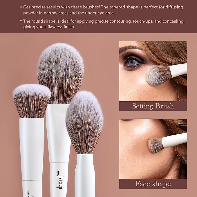 Jessup Make up Brushes 4pcs Face Makeup Brushes Set for Foundation Concealer Blush Contour Powder Highlighter, Pearl White T344-Velvo Beauty