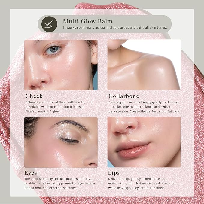 Multi Glow Balm Set, Cream Blush with Double-ended Brush, Radiant Finish, Hydrating, Creamy, Radiant Finish, Lightweight & Blendable Color, Face Balm-Velvo Beauty
