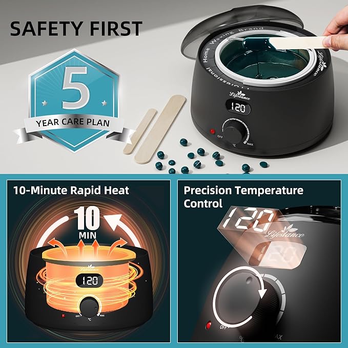 Lifestance Professional Wax Pot Warmer, L2 Premium Digital Wax Melt Machine for Hair Removal, 500ml 14oz LCD Wax Heater for Hard Wax Beads Fast Heat, Home Waxing for Body Brazilian Bikini Face Eyebrow-Velvo Beauty