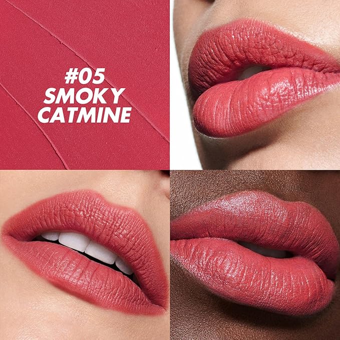 FOCALLURE Ultra Chic Matte Lipstick,Rich Vitamin E Lip Crayon,Lightweight Matte Color without Drying or Fading,Long Lasting Waterproof Lips Makeup,SMOKY CARMINE-Velvo Beauty