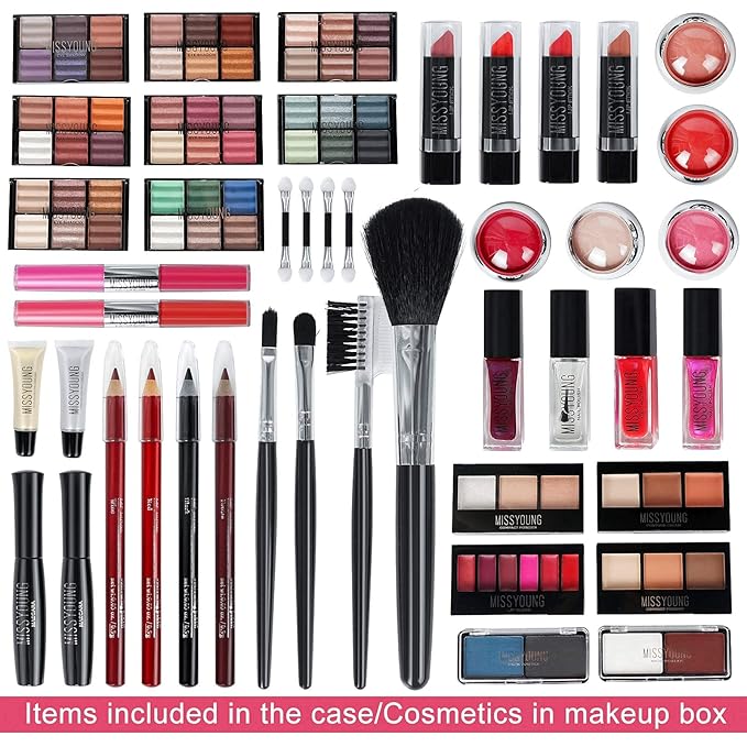 Maquillaje, Makeup gift, Professional make up set, All in one makeup kit for women full kit, Cosmetics teenagers, Makeup palette(102 Colors)(Silver box)-Velvo Beauty