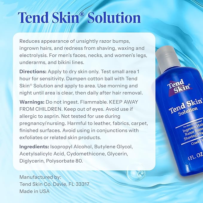 Tend Skin Razor Bump, Ingrown Hair Solution for Unsightly Razor Bumps, Ingrown Hair and Razor Burns, Post Shaving and Waxing Toner for Men and Women, Made in USA, 4 Oz-Velvo Beauty