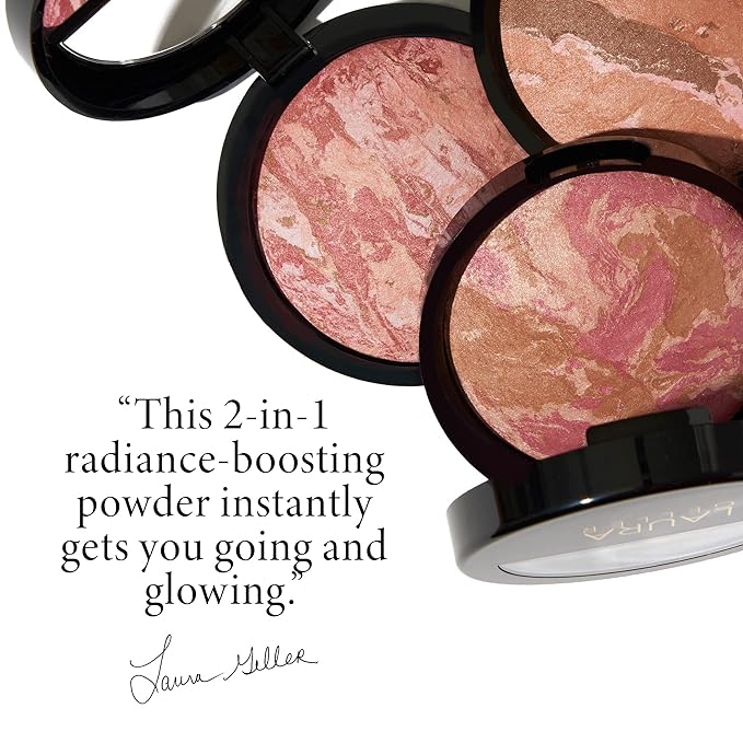 LAURA GELLER NEW YORK Baked Blush-n-Bronze Marbleized 2-in-1 Sculpting Bronzer Blush - Berry Bronze - Contour Face with a Radiant Flush-Velvo Beauty