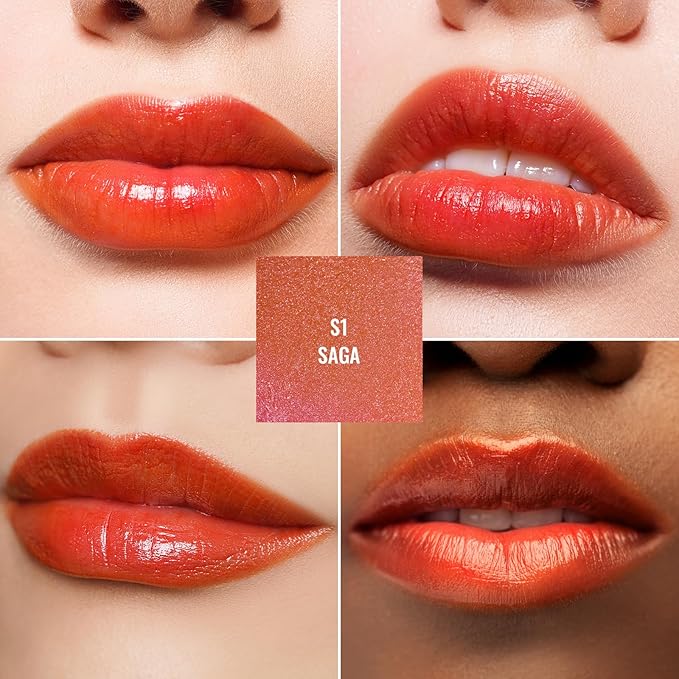 Oulac Moisture Shine Bright Red Lipstick - 2 in 1 Shimmer Lipstick & Lip Balm, Juicy & Glossy Finish, Long Lasting Hydrating, Smooth for Dry, Cracked and Chapped Lips, Vegan 2.2g/0.07oz (S01)-Velvo Beauty