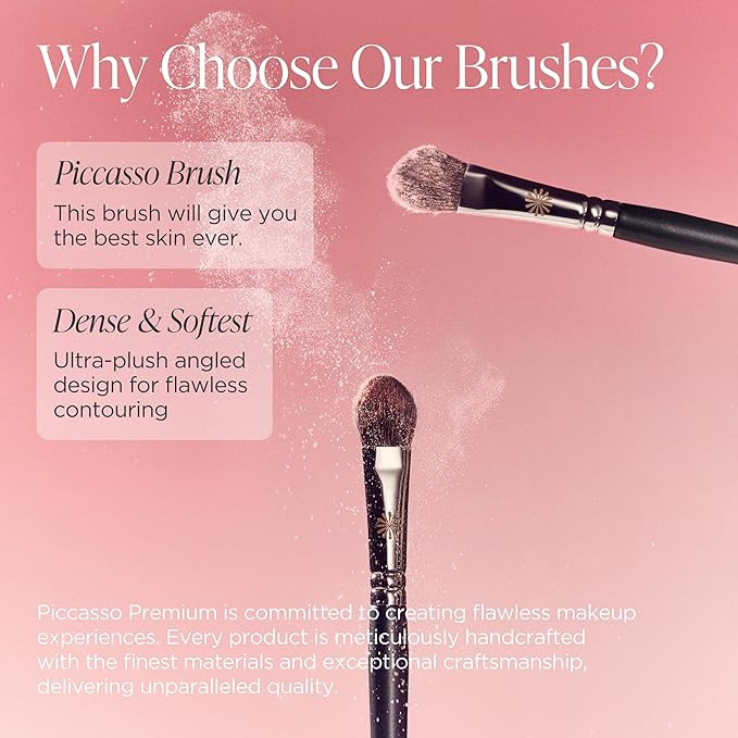 Piccasso 23 Small Blusher Brush – Precise Makeup Brush for Cheeks, Nose, and Chin, Soft Squirrel & Horse Hair for Delicate Application, Detail Face Brush for Daily Use, Korean Professional Beauty Tool-Velvo Beauty