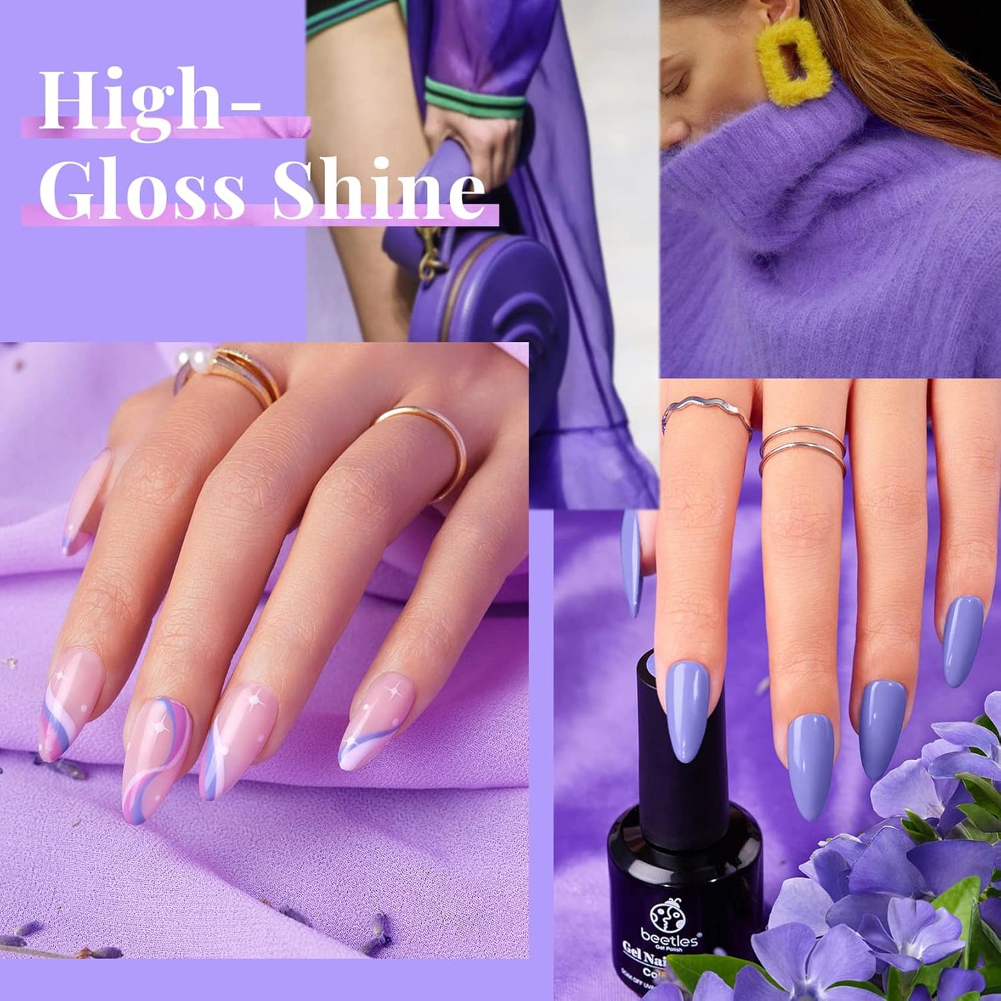 beetles Gel Polish Purple Gel Nail Polish Periwinkle Color 15ml Soak Off Uv Lamp Nail Art Manicure Salon Design DIY Home Gift for Women Girls-Velvo Beauty