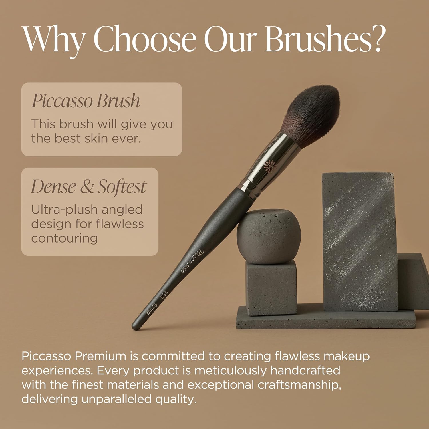 Piccasso 133 Fixing Powder Brush – Soft Synthetic Bristles for Setting Powder, Smooth and Flawless Face Makeup, Gentle Coverage for Pores and Texture, Korean Professional Makeup Brush for Daily Use-Velvo Beauty