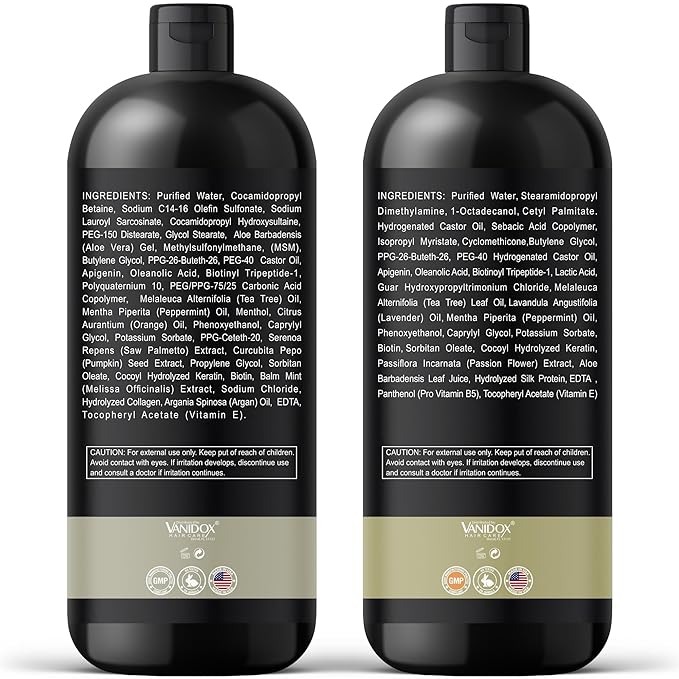 Tea Tree Oil Shampoo and Conditioner Set with Castor Oil, DHT Blockers, Itchy Scalp Relief, Supports Fuller Hair, Cleanses Dandruff & Buildup, For Men & Women, Made in USA, 16 fl oz Each-Velvo Beauty