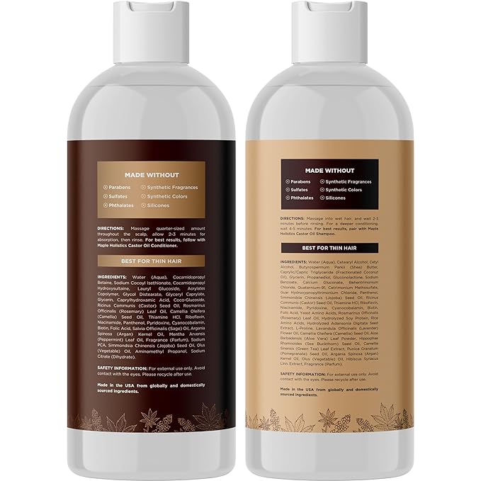 Castor Oil Shampoo and Conditioner Set - Jamaican Black Castor Oil Shampoo and Biotin Collagen Conditioner - Sulfate Free Shampoo and Conditioner for Fine Hair and Dry Scalp Care (Vanilla) -16 Fl Oz-Velvo Beauty