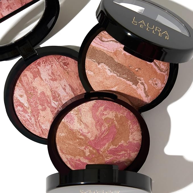 LAURA GELLER NEW YORK Baked Blush-n-Bronze Marbleized 2-in-1 Sculpting Bronzer Blush - Berry Bronze - Contour Face with a Radiant Flush-Velvo Beauty