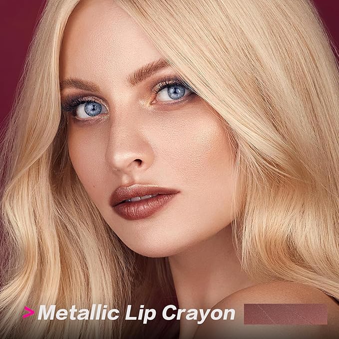 FOCALLURE Ultra Chic Metallic Lipstick,Rich Vitamin E Lip Crayon,Lightweight Shinning Color without Drying or Fading,Long Lasting Lips Makeup,#24 Copper-Velvo Beauty