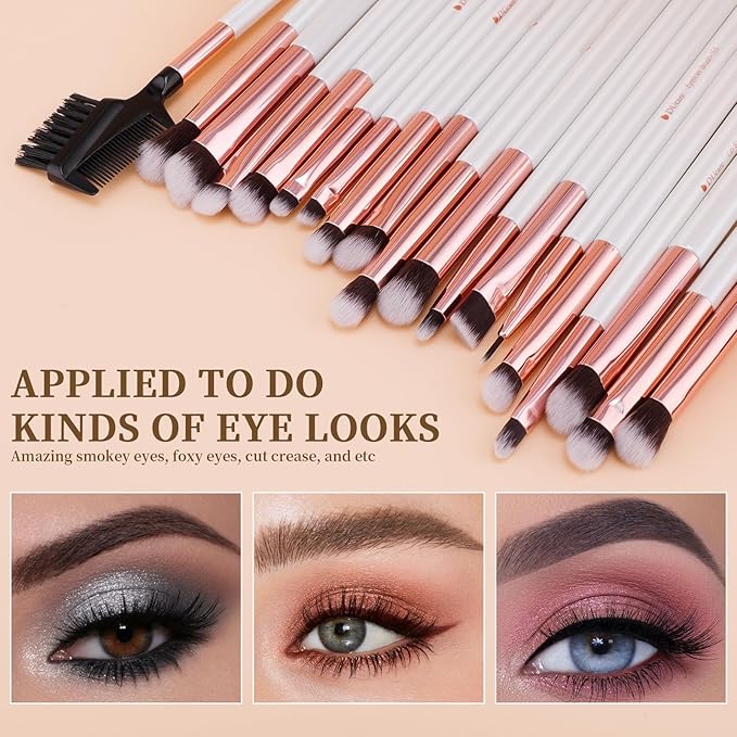 DUcare Makeup Brushes Set Professional 27Pcs Makeup Brushes Premium Synthetic Kabuki Foundation Blending Face Powder Blush Concealers Eye Shadows Make Up Brushes Kit White-Velvo Beauty