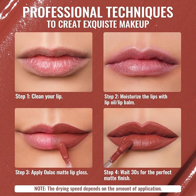 Oulac Matte Liquid Red Lipstick, Orange Tone, Long Lasting, Waterproof, No Transfer, Creamy High Pigmented Formula with Vitamin E, Vegan & Cruelty-Free-Velvo Beauty