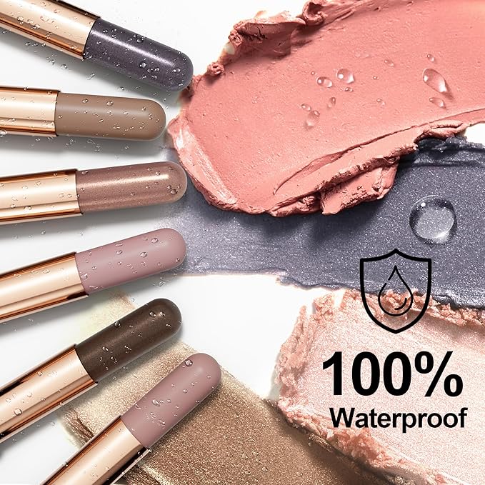 FV Waterproof Eyeshadow Stick Duo,Long-Lasting Cream Eye Shadow Makeup Sets, High Pigmented Eyeshadow Pencil with Matte & Shimmer Finish, Natural Look (Rose & Champagne)-Velvo Beauty