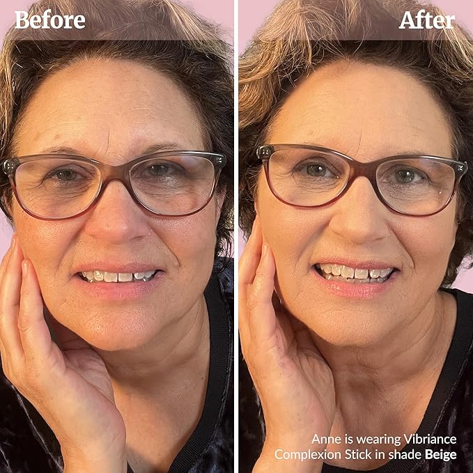 Vibriance Complexion Sticks - Foundation for Mature Skin - Sheer, Buildable Coverage Face Makeup Foundation for Older Women - 3-in-1 Base, Contour, Concealer - Beige-Velvo Beauty