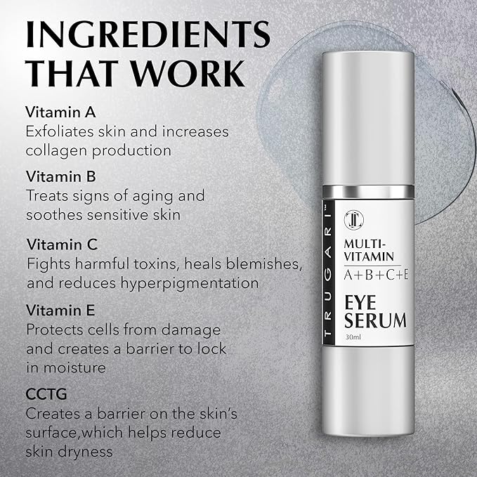 Eye Serum, Multi-Vitamin Skin Care Serum with Vitamins A, B, C and E, Rejuvenating Dark Spot Remover for Face and Under Eyes, Improves Age Spots, Fine Lines and Wrinkles, 30 ml-Velvo Beauty