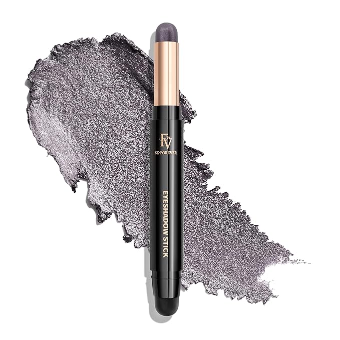 FV Cream Shimmer Eyeshadow Stick,Long Lasting & Waterproof, Multi-Use & High Pigment Eyeshadow Makeup Stick, Smoky Grey Shimmer-Velvo Beauty
