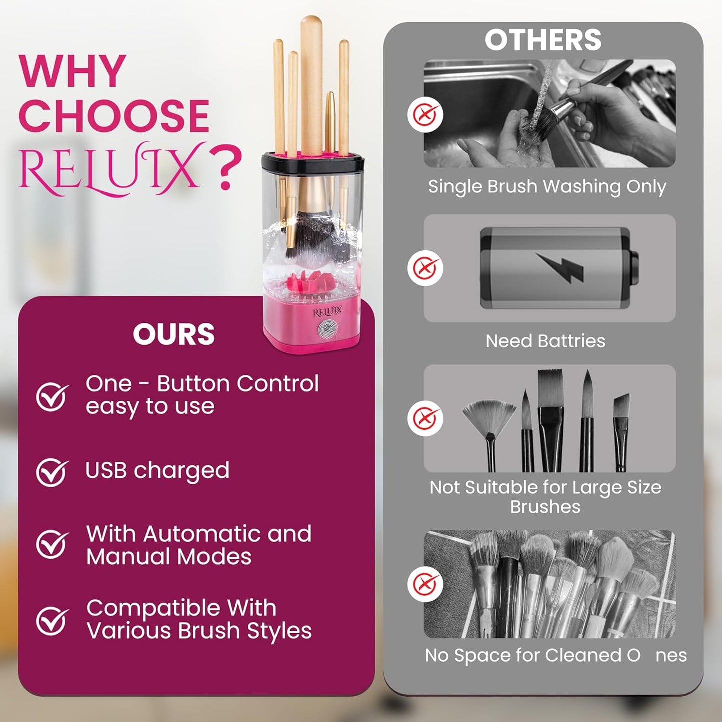 Makeup Brush Cleaner Machine – Electric Makeup Brush Cleaner Cleanser and Dryer, Automatic Spinning Brush Washer for Deep Cleaning, Cosmetic Brush Cleaner for Beauty Blender & Makeup Sponge-Velvo Beauty