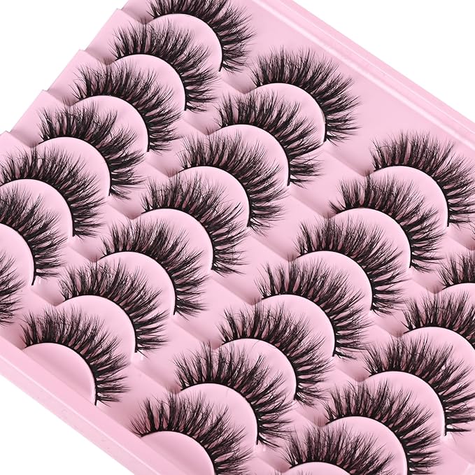 FARRED Lashes Natural Look Short Cat Eye Natural Lashes Fluffy Wispy False Eyelashes 14 Pairs Faux Mink Strip Eye Lashes Pack for Daily Makeup (F7 | 6-15mm)-Velvo Beauty