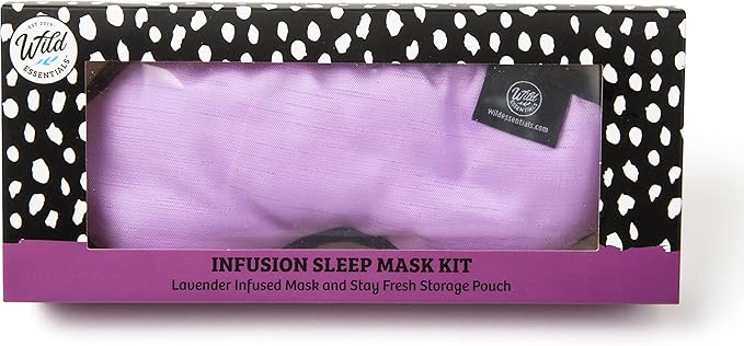 Wild Essentials Infusion Sleep Mask Infused with French Lavender, Includes resealable Pouch to Keep Fresh, Nose Bridge to Block Light Below Eyes, Aromatherapy, Calming, Relaxing, Purple-Velvo Beauty