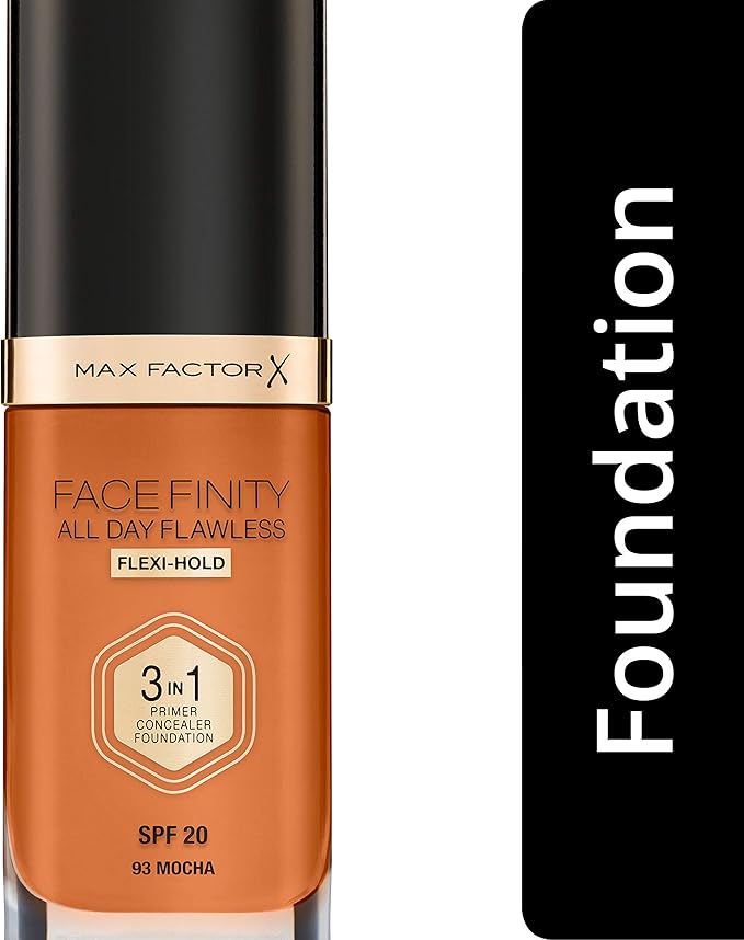 Max Factor Facefinity 3-in-1 All Day Flawless Liquid Foundation, SPF 20-93 Mocha, 30 ml-Velvo Beauty