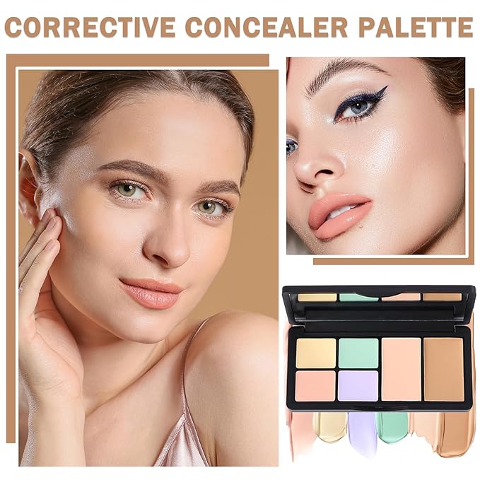 Cream Color Correcting Concealer Makeup Palette Cream Foundation Palette for Dark Circles Professional Concealer Full Coverage Face Contour Makeup Palette with Brush-01 Color Correcting-Velvo Beauty