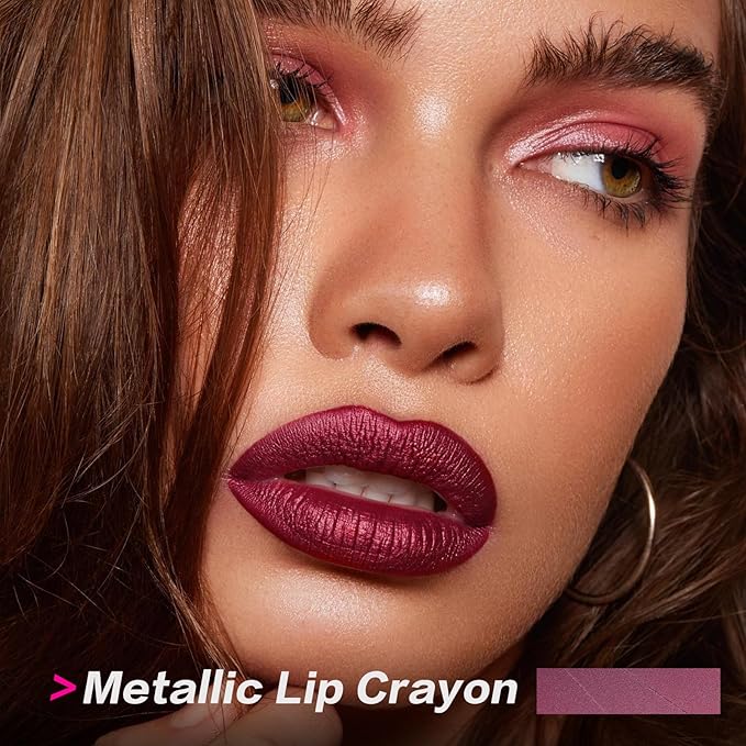 FOCALLURE Ultra Chic Metallic Lipstick,Rich Vitamin E Lip Crayon,Lightweight Shinning Color without Drying or Fading,Long Lasting Lips Makeup,#30 Flame-Velvo Beauty