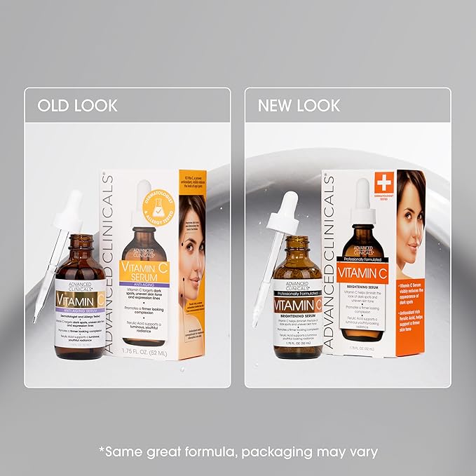 Advanced Clinicals Brightening Vitamin C Serum For Face With Glycolic Acid + Lactic Acid | Vitamin C Eye Serum Face Moisturizer For Improving Look Of Dark Spots & Uneven Complexion, 2-Pack-Velvo Beauty