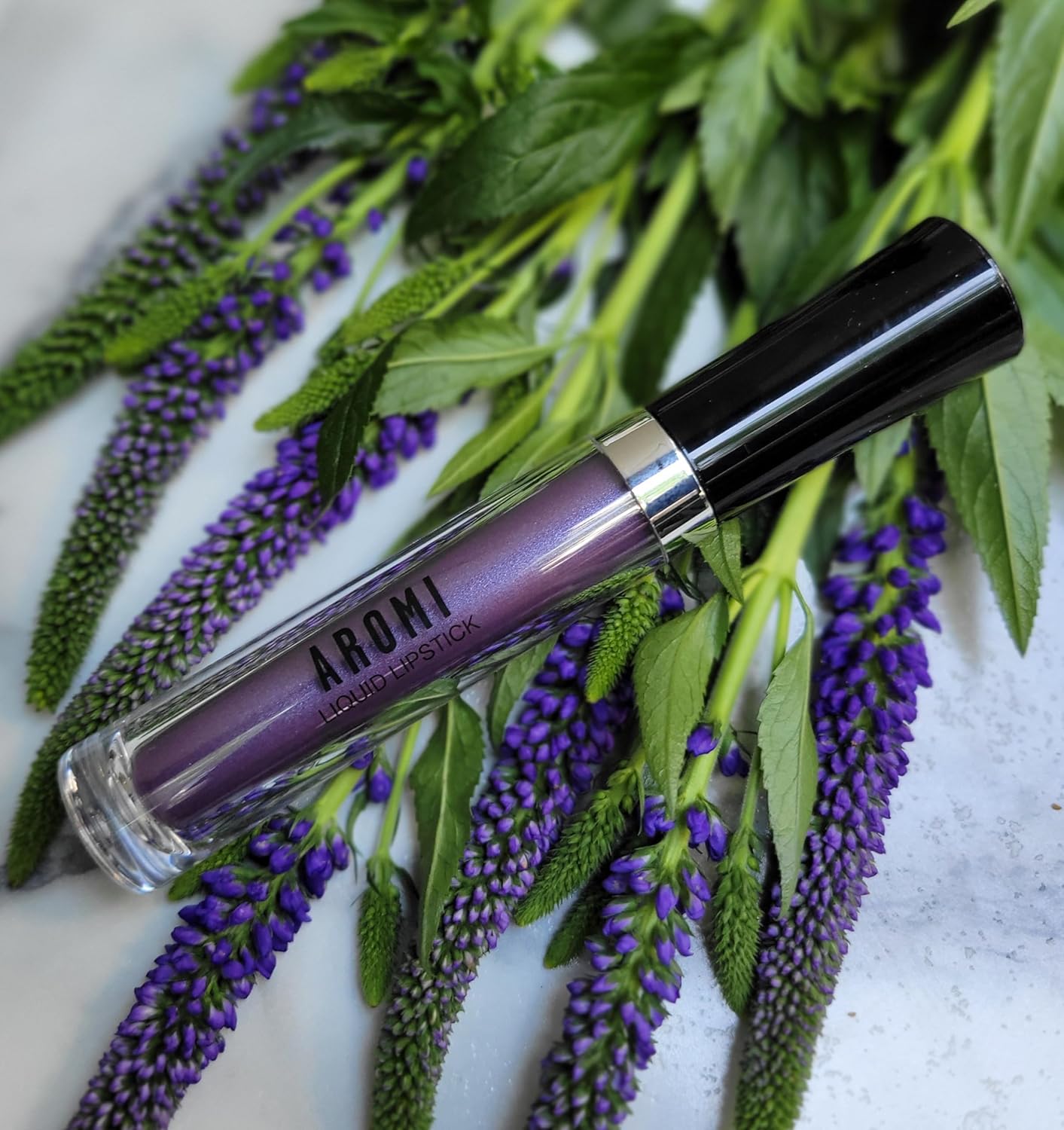 Aromi Violet Plum Metallic Liquid Lipstick | Dark Purple Lip Color with a Shimmery Finish, Vegan, Cruelty-free, Long-Lasting and Smudge Proof Lipstick (Silver Plum)-Velvo Beauty