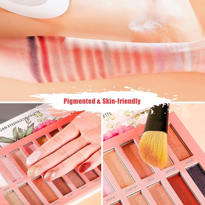 Vegan Eyeshadow Palette, Nude Eyeshadow Palette, 16 Shades Organic Eyeshadow palette high pigmented eyeshadow palette Colorful Eyeshadow Palette Long Lasting Nude Eyeshadow Shimmer Palette-Velvo Beauty