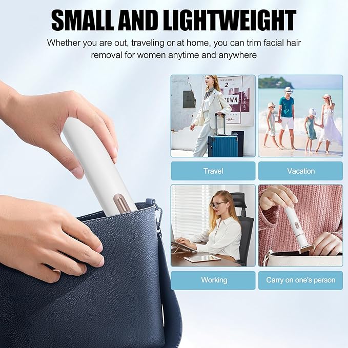 Women Face Epilator, 5 in 1 Epilator Hair Removal for Women, Electric Rechargeable Facial Hair Divice for Face,Lip,Chin with 5 x Replacement Heads, Nose Trimmer for All Skin Types-Velvo Beauty