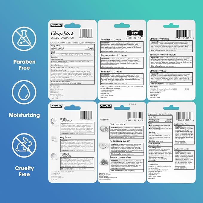 ChapStick Lip Balm, Sweet & Fruity Flavors + SPA & Classic Collections, 18-Pack – Includes Strawberry Remix, I Love Summer & Tropical Paradise & More, Birthday Gifts, Party Favors, 0.15 Oz-Velvo Beauty