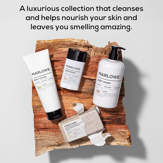 MARLOWE. No. 103 Body Wash 15 oz Pump, Santal, Energizing & Refreshing Shower Gel, Willow Bark & Green Tea Extracts, Cleanses, Moisturizes, Smooths & Nourishes, Warm Amber, Spice & Citron Scent-Velvo Beauty