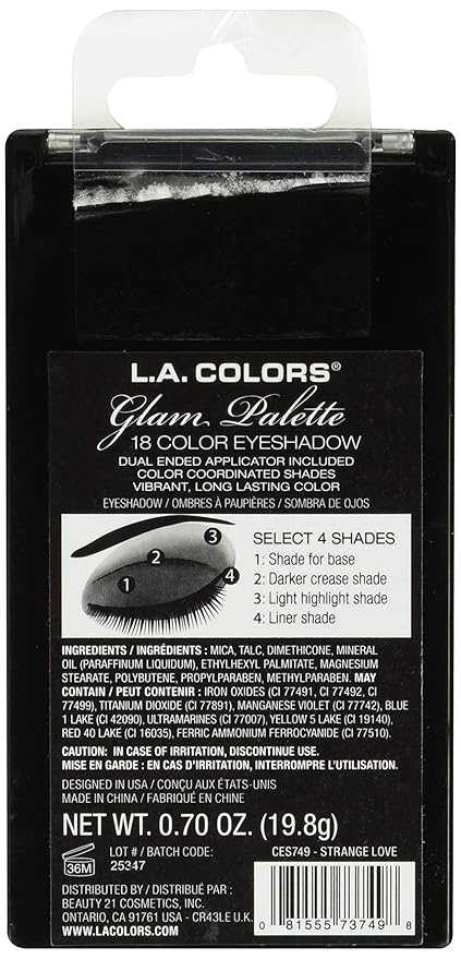 L.A. COLORS 8 Color Eyeshadow Palette, 0.70 Oz, Strange Love, 1 Count-Velvo Beauty