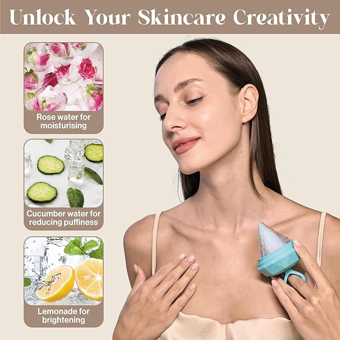 Rena Chris Ice Roller for Face: Diamond Ice Facial Roller, Reach Detailed Areas, De-Puff Eye Bags, Reusable Silicone Massage Ice Mold with Face Wash Wristband, Skin Care Tools for Women(Blue)-Velvo Beauty