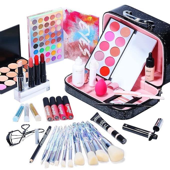 Makeup Kit For Women Full Kit, All in One makeup Gift full set, Include Eyeshadow Palette, makeup brushes, Lip Gloss Set, Lipstick, Foundation, Concealer, For Beginners and Professional-Velvo Beauty