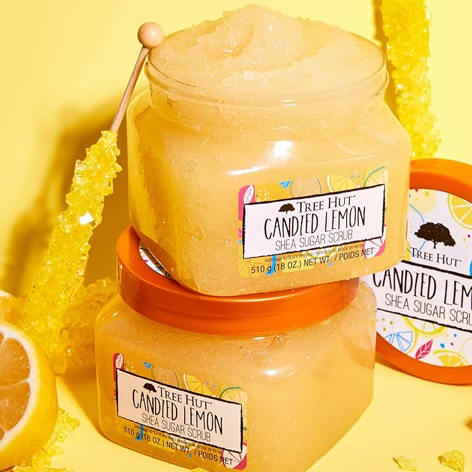 Tree Hut Shea Sugar Scrub Candied Lemon, 18oz, Ultra Hydrating and Exfoliating Scrub for Nourishing Essential Body Care-Velvo Beauty
