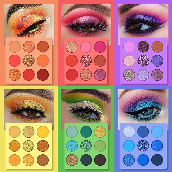 UCANBE 54 Colors Splashy Candies Eyeshadow Palette + 15pcs Makeup Brush Set, Highly Pigment Matte Metallic Shimmer Glitter Eye Shadow Bright Color Long Lasting Waterproof Easy Blending Make Up Pallet-Velvo Beauty