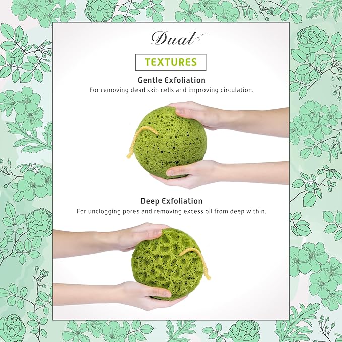 Spongentle Deep Cleansing Body Loofah Sponge, Natural Colors, for Bath and Shower, Multiple Textures for Gentle and Deep Exfoliation, Generous and Rich Lather, (Pack of 3)-Velvo Beauty